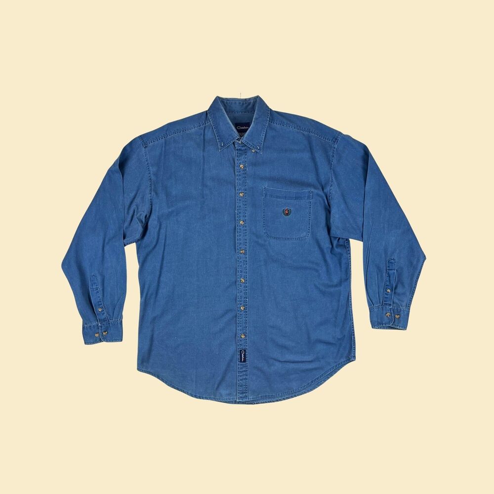 Vintage 80s/90s Catalina denim shirt, size XLT mens long sleeve button down top